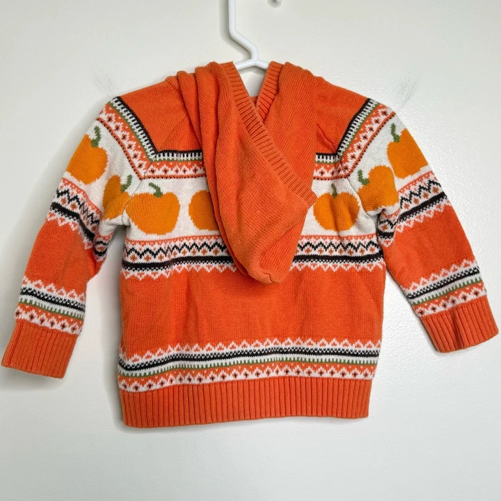 Gymboree Pumpkin Zip Up Hooded Sweater Jacket Size 12-18 Months Fall Harvest